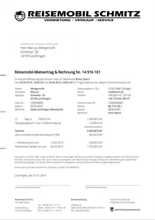 Reisemobil Schmitz Mietvertrag