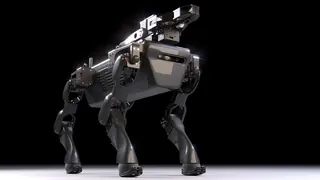 3D Visualisierung Roboterhund mit Greifarm